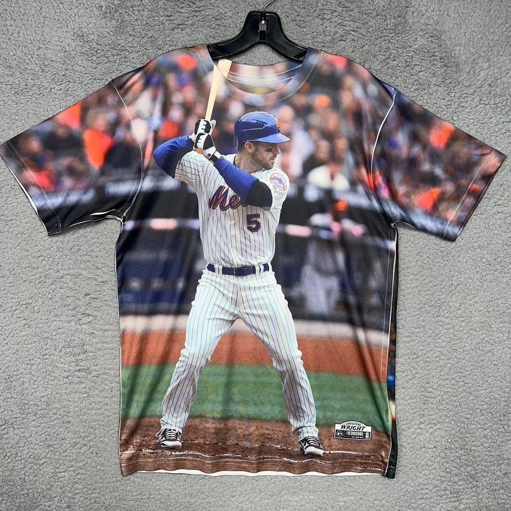 Threego Gear New York Mets David Wright T Shirt Mens Sz L Captain Sublimated AOP